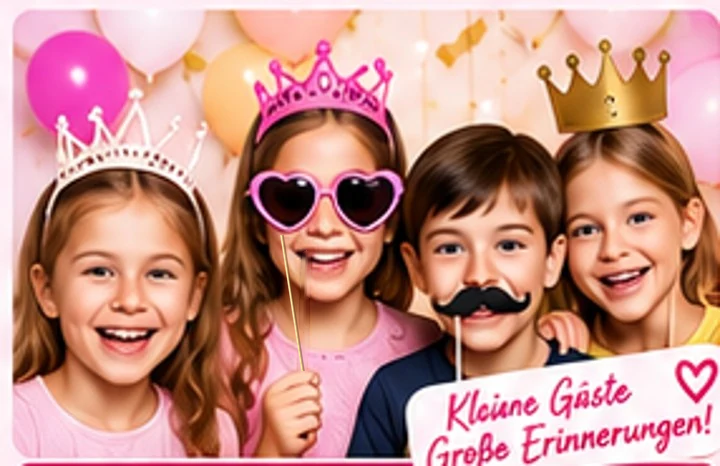 Kindergeburtstag mit Kronen, Brille und Fotobox-Accessoires